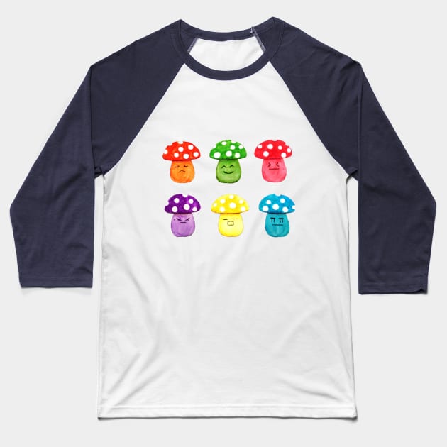 cute mushroom emoji Baseball T-Shirt by colorandcolor